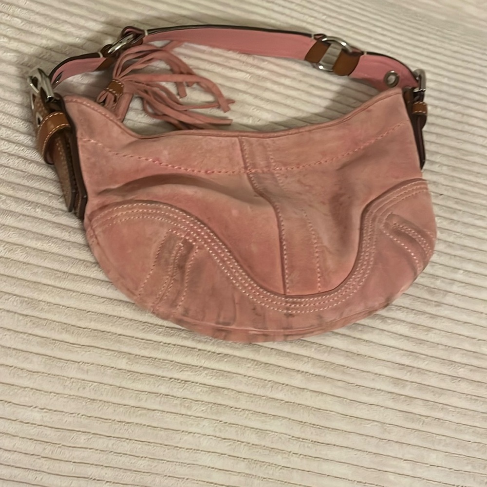 Authenic Coach  Pink Suede Leather Women's Bag